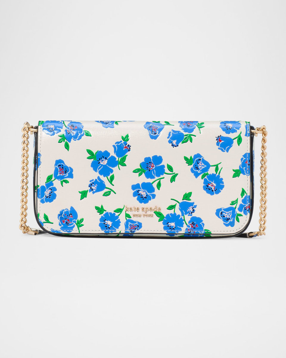 devin springtime blooms leather wallet on chain